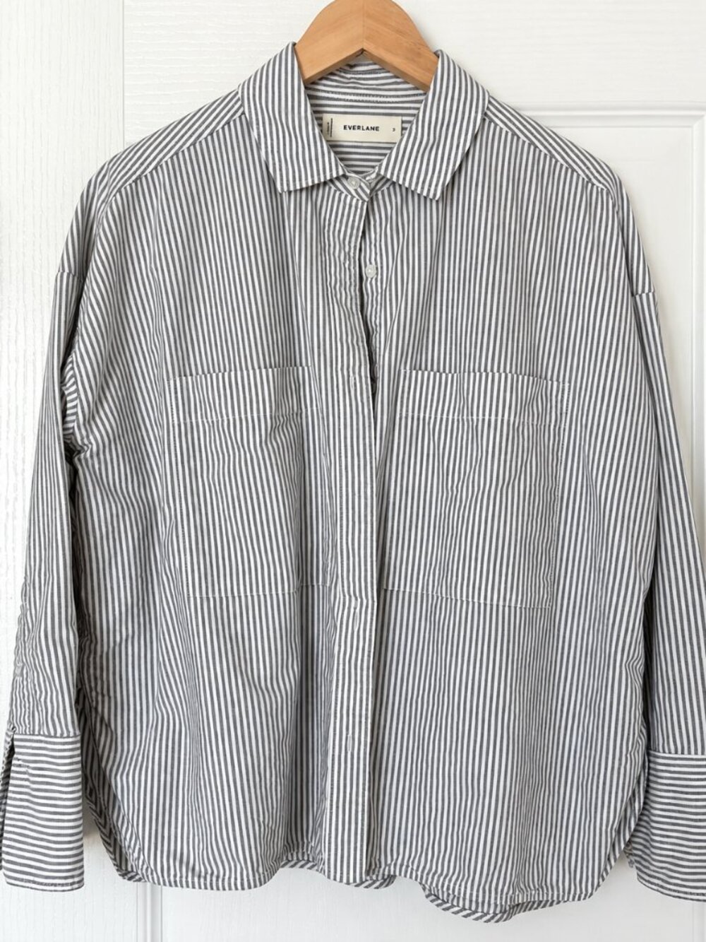 Everlane Striped Oversized Button Down Shirt Gray White Size Small